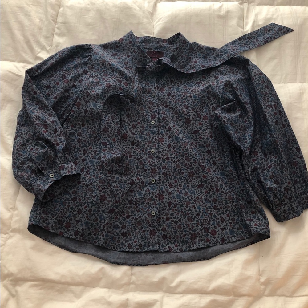 J Crew Floral Tie Blouse